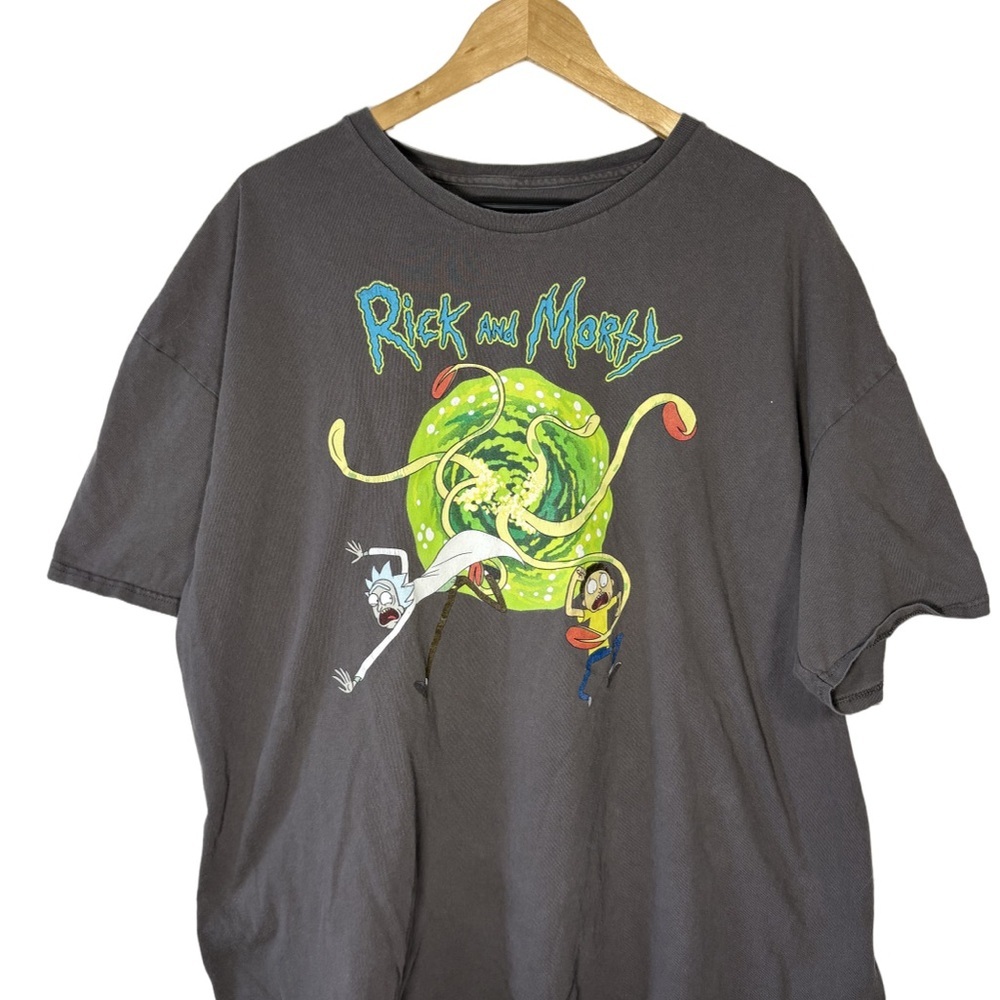 Rick and Morty Portal Graphic Tee Gray Adult Swim 3X Plus Size